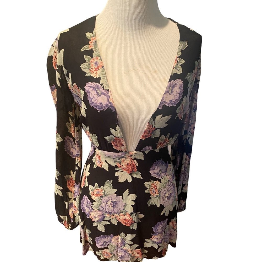 REFORMATION Floral V-neck Dress